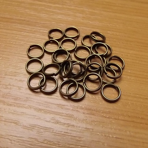 Dvojité kroužky - 7mm - bronz - 30kusů - bez niklu