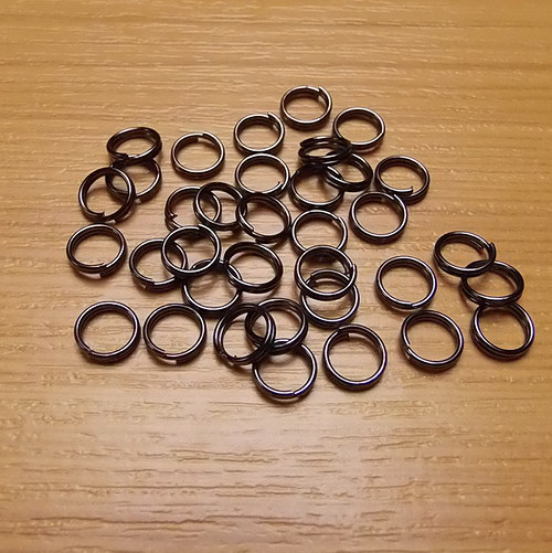Dvojité kroužky - 7mm - černé - 30 kusů