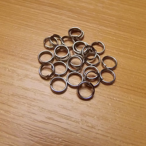Dvojité kroužky - 7mm - platina - 30 kusů