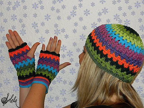 Duhová čepice + bezprsťáky RAINBOW (setík) — foto 1