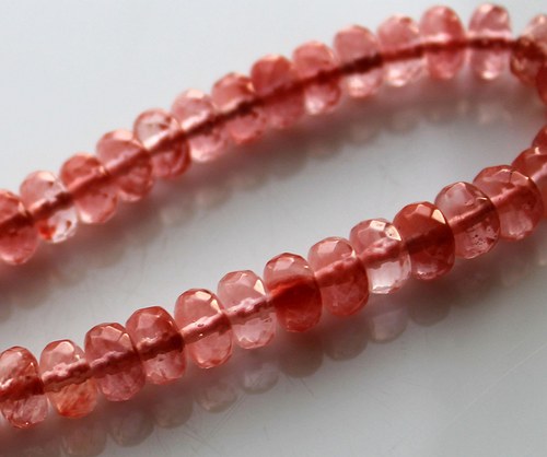 Křemen Watermelon,broušený 5x8mm/pár — foto 1