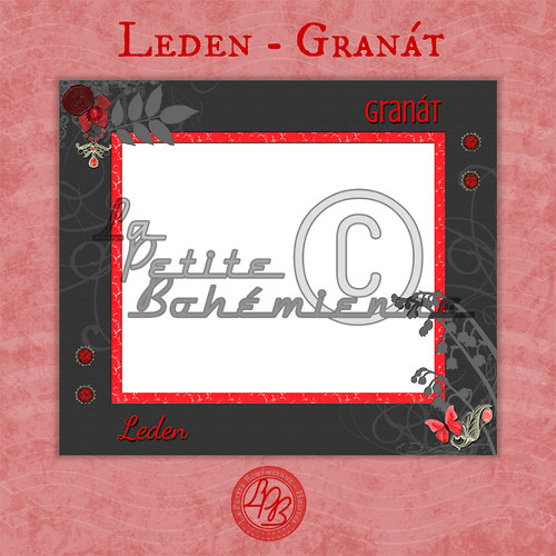 Ozdobný rámeček LEDEN - GRANÁT (Minisada 01)