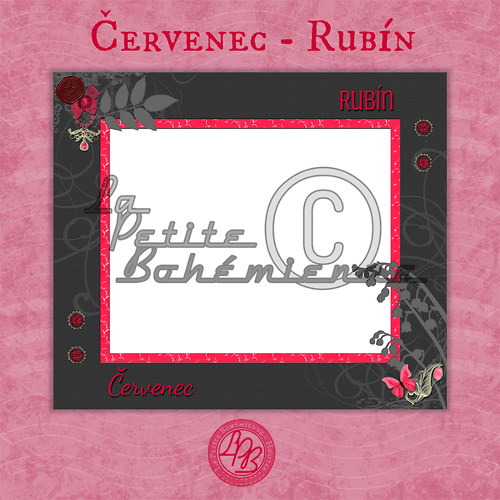 Ozdobný rámeček ČERVENEC - RUBÍN (Minisada 07)