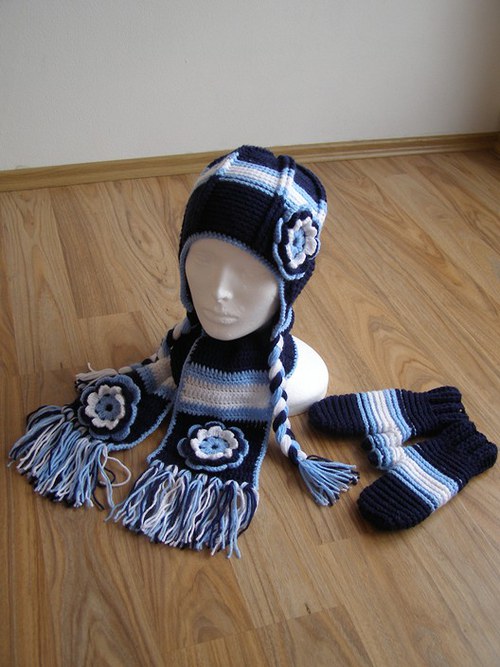 Zimní háčkovaná souprava — foto 1