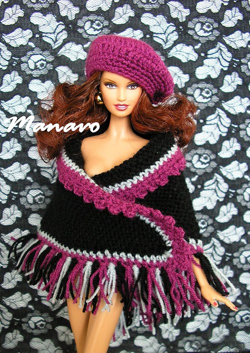 SLEVA 50% Černý pléd s baretem pro Barbie — foto 1