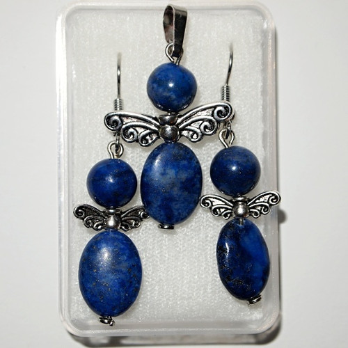Naušnice a přívěšek - Andělíčci - Lapis Lazuli — foto 1