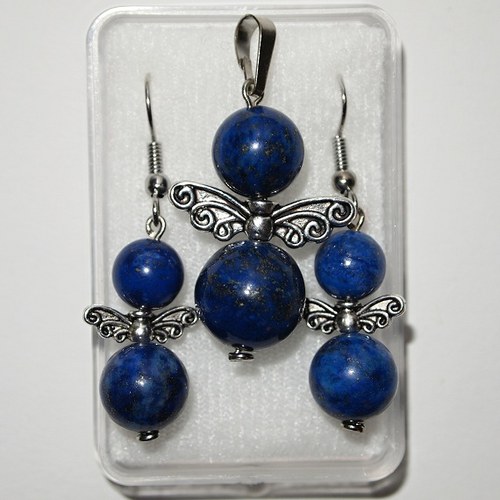 Naušnice a přívěšek - Andělíčci - Lapis Lazuli — foto 1