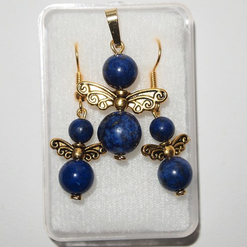 Naušnice a přívěšek - Andělíčci - Lapis Lazuli — foto 1