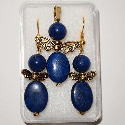 Naušnice a přívěšek - Andělíčci - Lapis Lazuli — foto 1