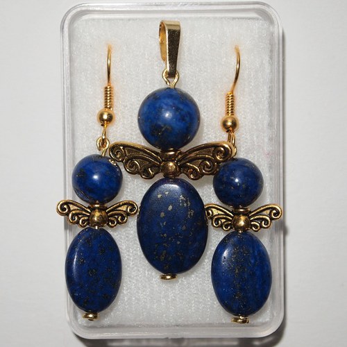 Naušnice a přívěšek - Andělíčci - Lapis Lazuli — foto 1