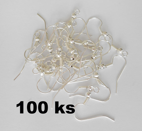 Náušnicové háčky stříbrné - 100ks — foto 1