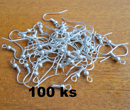 Náušnicové háčky rhodium- 100ks — foto 1