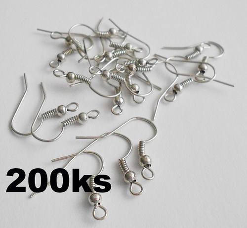 Náušnicové háčky rhodium - 200ks — foto 1