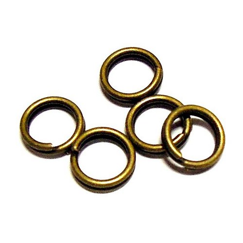 Kroužek dvojitý 5 mm - starobronz - 10 ks