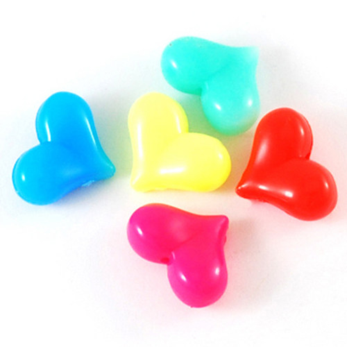 Korálky akryl srdce NEON/ žlutá č.5/ 23mm/ 2ks