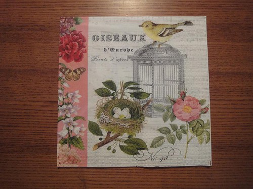 Ubrousek na decoupage - ptáček a klícka