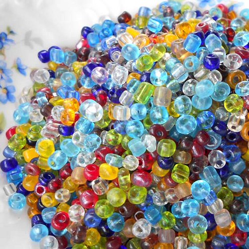 Skleněné Korálky 3x4mm - 350ks - Transparentní