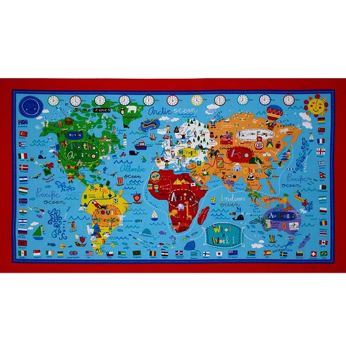 Látka Mapa Světa - panel 60 cm — foto 1