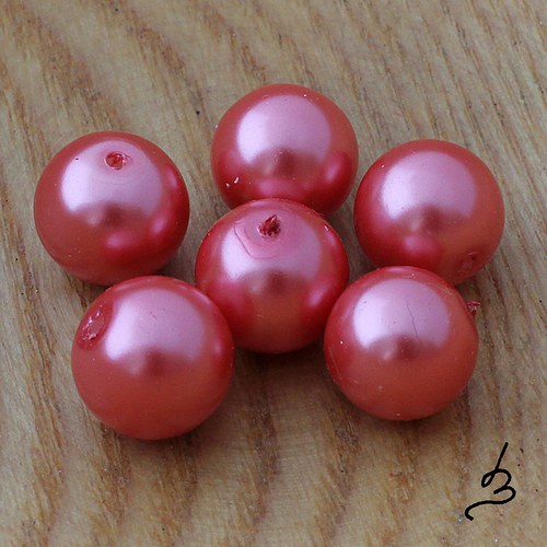 Voskové perle lososové 12mm - 6 ks