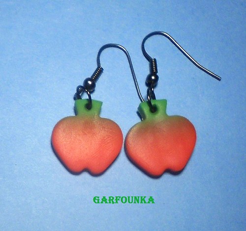 Fimo naušnice jablíčka zeleno - červené