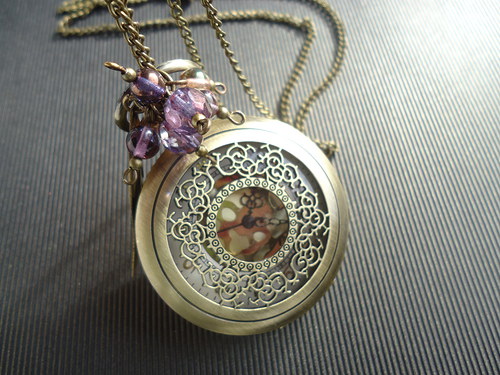Náhrdelník s hodinkami " Purple Design " — foto 1