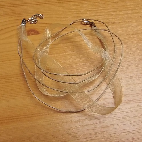 Organza + 2 voskované šňůry - béžová