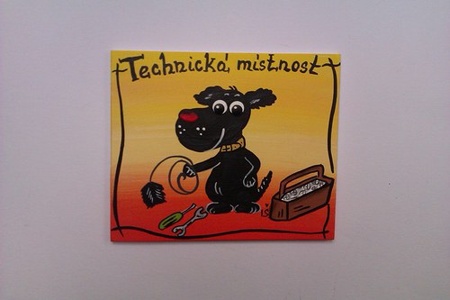 Cedulka na dveře-psík technická místnost