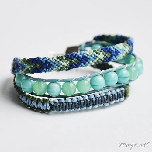 Modrozelený náramek "EMBRACING BRACELET" — foto 1