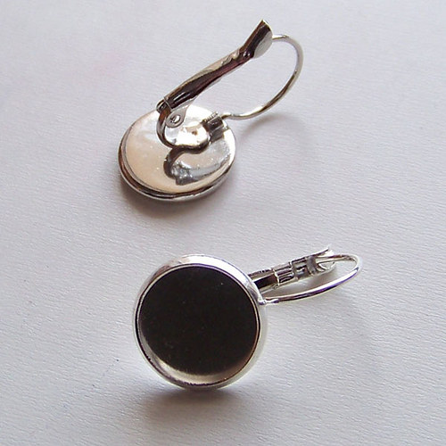 Náušnice s lůžkem/ platina/ 12mm/ 2ks (1pár)