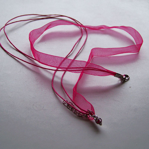 Organza šňůrka 2+1/ 45cm/ růžová tm. / 1ks