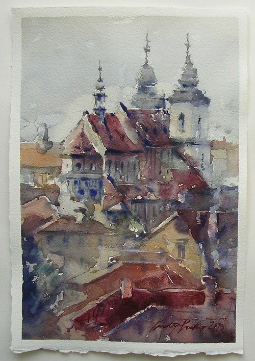 Třebíč,originální akvarel — foto 1