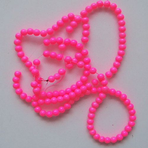 Skleněné korálky LESK/ růžová neon / 8mm/14ks