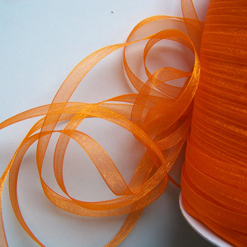 Stuha šifonová / 6mm / oranžová tm./ 3m