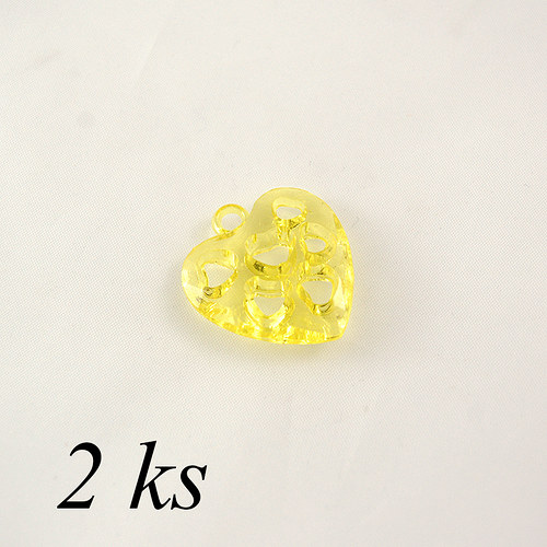 Žluté plastové srdíčko - 2ks — foto 1