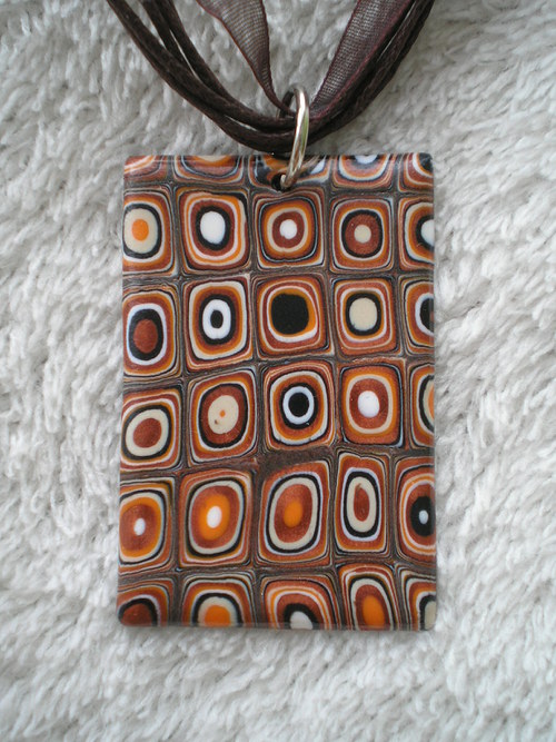 Fimo Náhrdelník - Očka V Hnědooranžových Tónech — foto 1