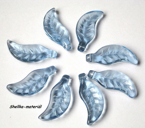 1158.Lístečky-sklo/32x14mm/ 2 kusy