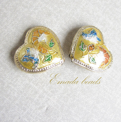 Cloisonne srdce písková, 2 cm — foto 1