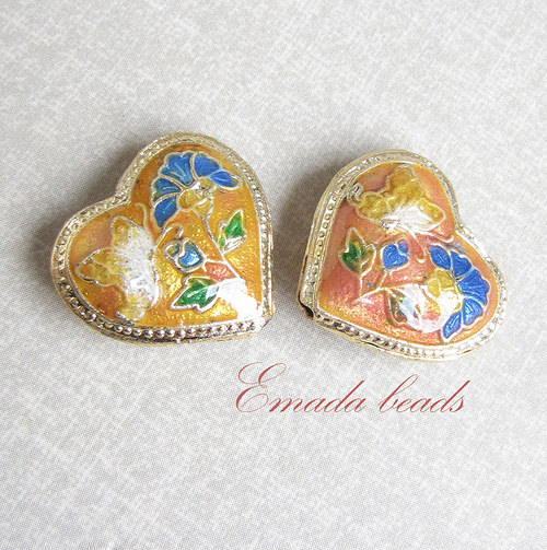 Cloisonne srdce růžová, 2 cm — foto 1