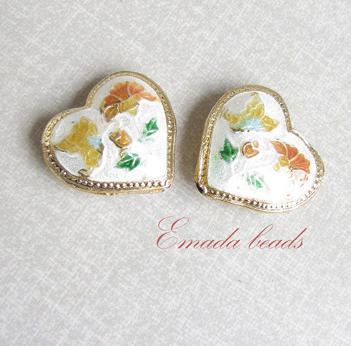 Cloisonne srdce bílá, 2 cm — foto 1