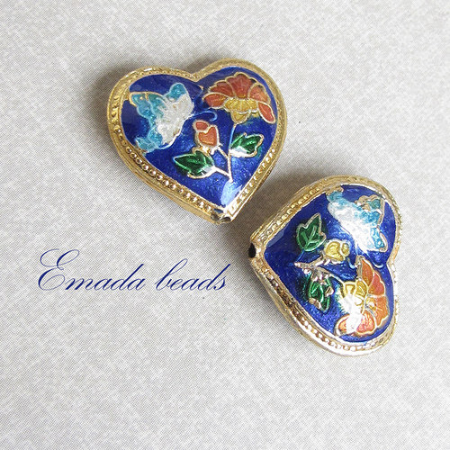 Cloisonne srdce modrá, 2 cm — foto 1