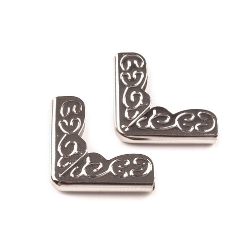 Kovový rožek 16 x 16 mm ornament (bal. 10 ks)-nikl