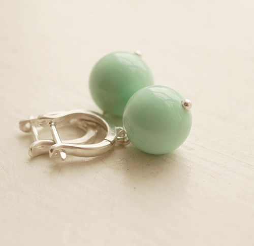 Náušnice ,,Mint,, © sklo +Ag 925 — foto 1