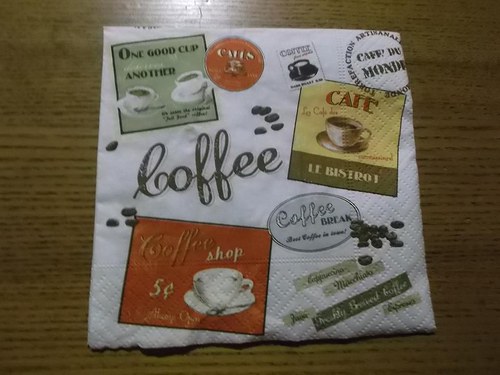 Ubrousek na decoupage - coffee motivy