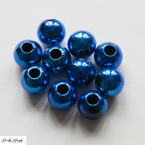 Akrylové lesklé modré korálky - dírka 4.7mm - 10ks