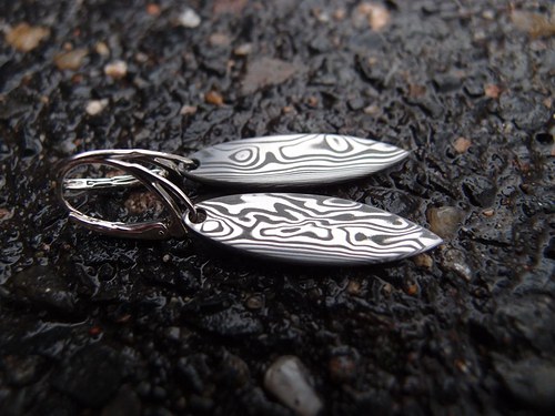 Damasteel náušnice Elipsy — foto 1
