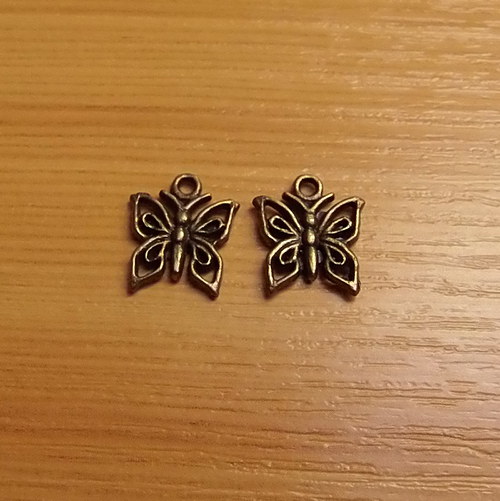 Motýl - bronz - 12 x12mm - 2 kusy