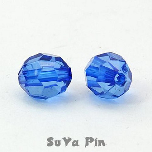 Korálky modrý průsvitný 8x10mm; 25 ks
