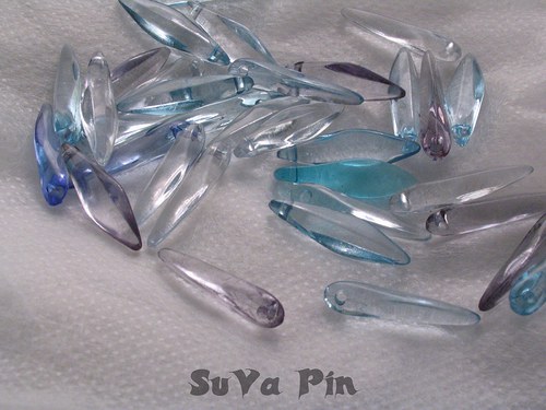 Korálky modrý průsvitný 20x4mm; 50 ks — foto 1