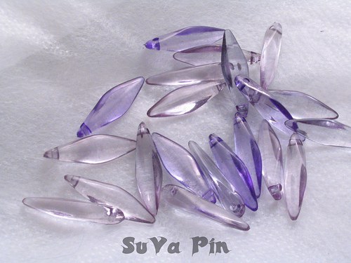Korálky fialový průsvitný 20x4mm; 50 ks