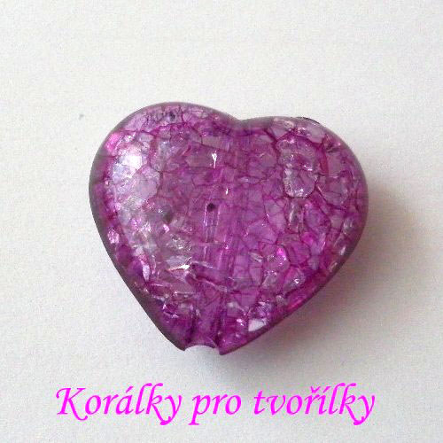 Akrylové srdce fialové 1ks/8,- Kč